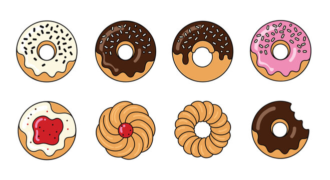 Delicious donut desserts with chocolate sprinkles pink frosting and jam filling for sweet treats and bakery promotions, Generative AI