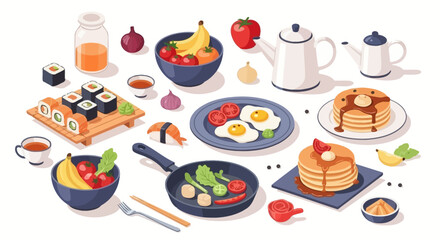 Delicious Breakfast and Lunch Selection with a Variety of Food Items for a Healthy Lifestyle