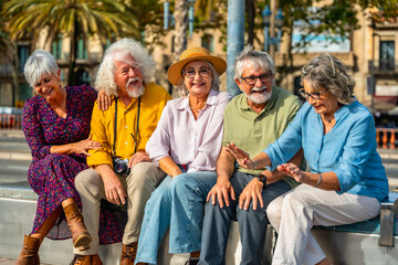 Senior friends enjoying city leisure travel together