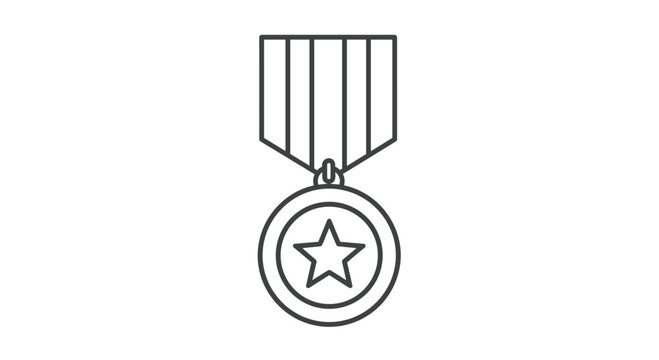 Recognize achievement with this minimalist medal graphic perfect for military academic or workplace accomplishments in presentations and designs, Generative AI.