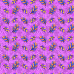 Vibrant purple pattern with abstract floral elements creates a bold stylish design for backgrounds, textiles, and wrapping paper, perfect for spring projects