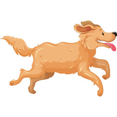 Pixel Art Golden Retriever Dog Running with Tongue Out Against Transparent Background