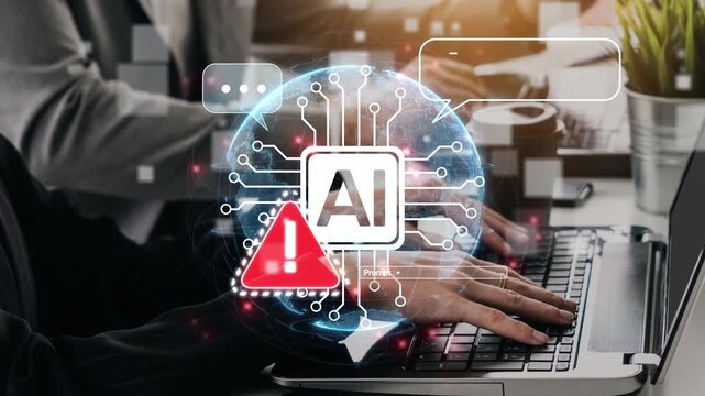 AI interface showing prompt error warning and system alert. AI prompt failure can lead to incorrect output or hallucination. Managing AI prompt error is crucial in safe AI deployment. Muxer