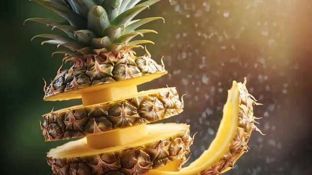 Freshly sliced pineapple displayed with a tropical and delicious visual appeal