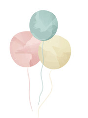 Pastel watercolor illustration with balloons