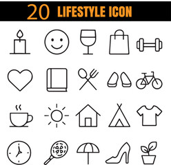Lifestyle Set | Modern Daily Activity Icons | Minimal Living Outline Collection