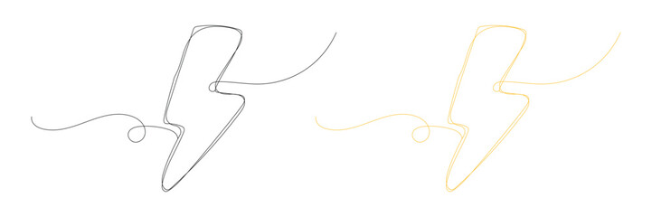 Continuous Lightning Bolt Icon – Minimal Single Line Electric Vector Illustration