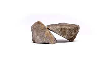Two Natural Rough Stones Isolated On White Background