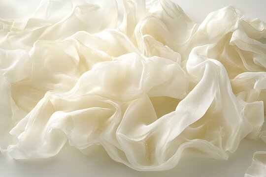 Flowing, sheer cream fabric with delicate, soft folds