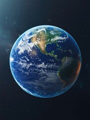 Obraz premium Earth view from space, continents visible, blue planet