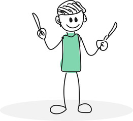 Surgical Readiness or Medical Professional (vector draw with stick figure holding instruments)