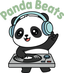 Panda Beats DJ panda with headphones cute music cartoon sticker