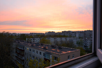 sunset over the city