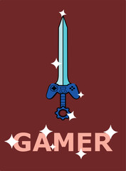 Creative design combining a gaming controller and a sword for gamer enthusiasts