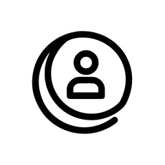 Profile user icon centered inside a circular form in smooth contemporary vector artwork