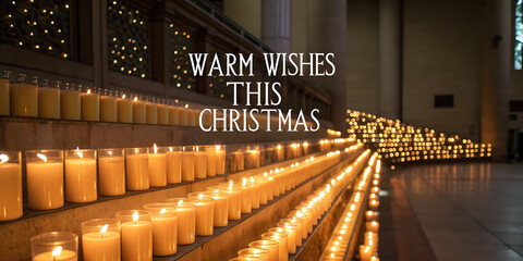 Christmas background image displaying glowing candles arranged beautifully on steps, offering serene warmth and heartfelt festive holiday wishes.
