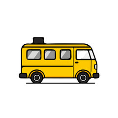 An Imaginary 2D flat icon yellow school bus, modern element in vector and EPS format_clean vector_isolated on a white background