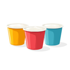 An Imaginary 2D flat icon yogurt cups group, modern element in vector and EPS format_clean vector_isolated on a white background