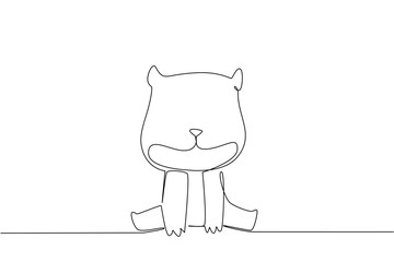 Single line drawing of a small, cute hamster sitting down, symbolizing a friendly and adorable pet animal. Nature concept related to an international event Pet Appreciation Day.