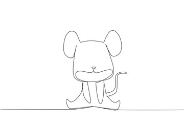 Continuous line drawing of an animal, a cute mouse sitting with its tail visible, a nature concept to an international event Fauna Appreciation Day. Symbolizing a friendly and iconic small animal.