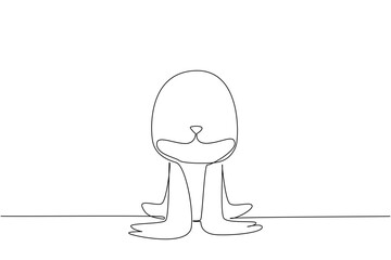 Single line drawing of a small, cute sea lion sitting upright, symbolizing a friendly and playful marine animal. Nature concept related to an international event Marine Conservation Day.