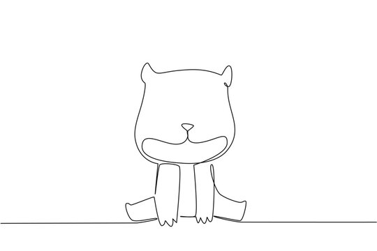 Single line drawing of a small, cute hamster sitting down, symbolizing a friendly and adorable pet animal. Nature concept related to an international event Pet Appreciation Day.
