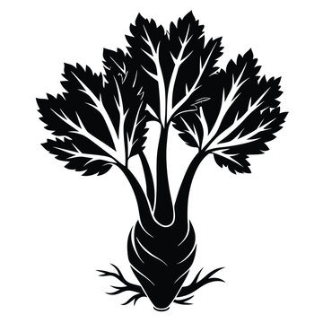 Stylized celeriac silhouette presents an abstract view of a robust root vegetable