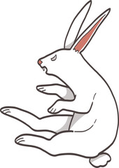 Cartoon Illustration of a White Rabbit