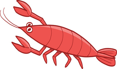Cartoon Illustration of a Red Shrimp