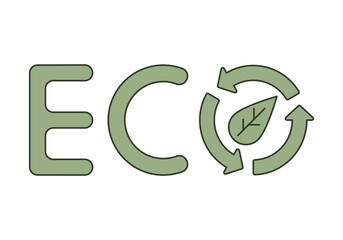Word Eco lettering. Flat vector illustration.