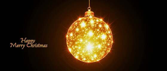 Festive Christmas greeting card featuring a glowing digital Christmas ornament, perfect for holiday messages, celebrations, and seasonal designs.