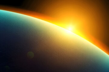 Earth View with Sunset and Dramatic Lighting - Digital Art