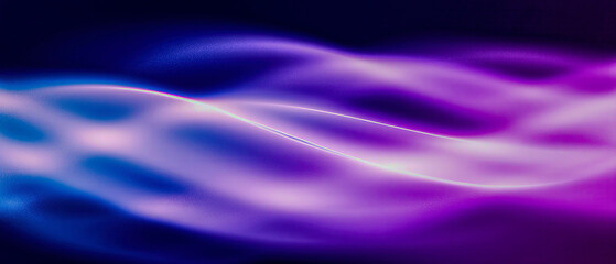 Fototapeta premium Smooth flowing horizontal light waves in purple and blue, creating a sleek futuristic motion effect for digital and abstract backgrounds.