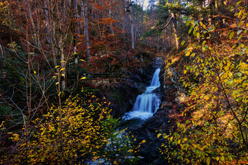 Boulouvaros Waterfalls in Autumn Forest