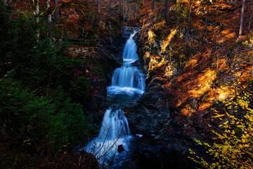 Boulouvaros Waterfalls in Autumn Forest