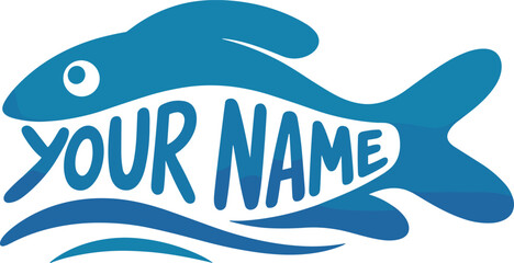 Fish logo vector, customizable aquatic design, marine branding template, stylized seafood graphic, ocean theme illustration, fishing identity concept artwork