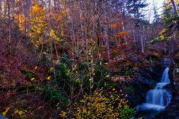 Boulouvaros Waterfalls in Autumn Forest