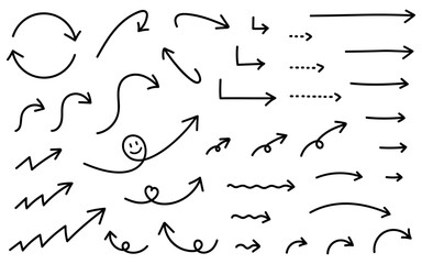 フリーハンドの矢印セット（黒）