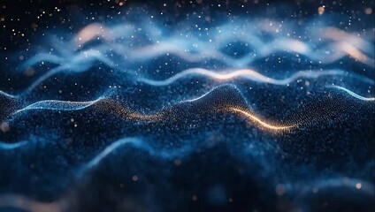 AI Data Wave Motion futuristic Background. abstract digital waves made of data dots and connecting lines, futuristic AI and technology concept - Powered by Adobe