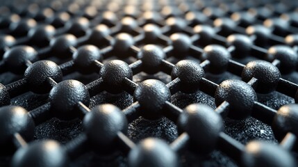 3D representation of a network of interconnected spheres, suggesting a structural arrangement