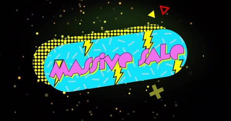 Showing cyan capsule banner displaying MASSIVE SALE on dark background with halftone dots and bolts
