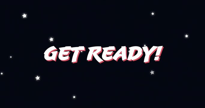 Naklejki Displaying centered stylized GET READY! headline dominating dark navy field, showing white stars