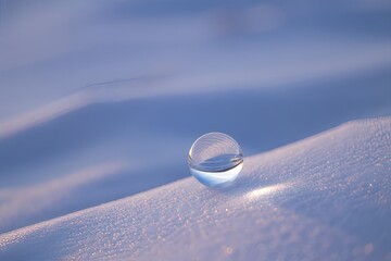 Glass Marble on a Snowy Surface - Winter Texture