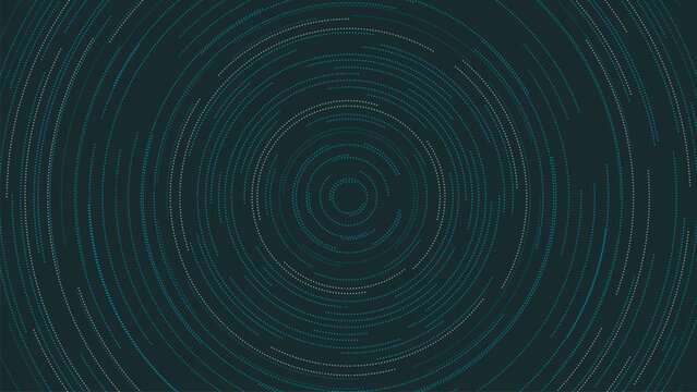 Technological background with moving light particles in circle. Futuristic design template for business, development, technology and future. Vector graphic horizontal layout