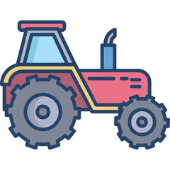 Red Tractor With Blue Roof And Grey Wheels On A Transparent Background Agricultural Vehicle With Large Tires And Exhaust Pipe