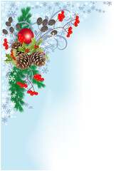 composition with twigs and a bauble for Christmas