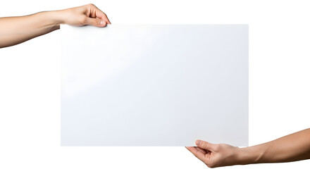 A blank canvas, ready for creative expression, held firmly by multiple hands, providing a clear space to whisk up new concepts and messages for impactful communication