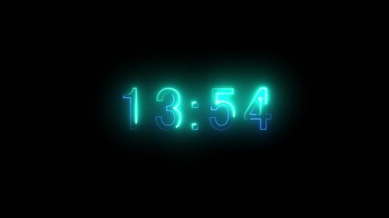  Animation of glowing neon icon ,14 minute to 13 countdown timer. 