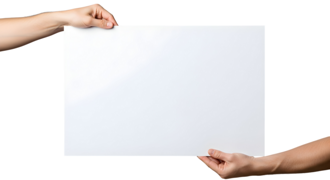 A blank canvas, ready for creative expression, held firmly by multiple hands, providing a clear space to whisk up new concepts and messages for impactful communication
