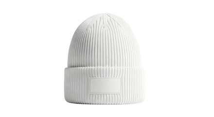 Stylish white ribbed knitted beanie hat, a cozy and minimalist apparel accessory perfect for winter fashion and cold weather protection, offering a clean aesthetic for everyday wear
